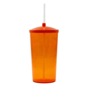 COPO 1 LITRO COM TAMPA E CANUDO – LARANJA