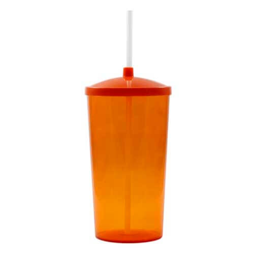 COPO 1 LITRO COM TAMPA E CANUDO – LARANJA