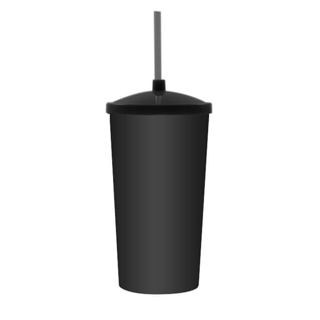 COPO 1 LITRO COM TAMPA E CANUDO – PRETO