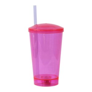 COPO 550 ML COM TAMPA E CANUDO LED – ROSA PINK