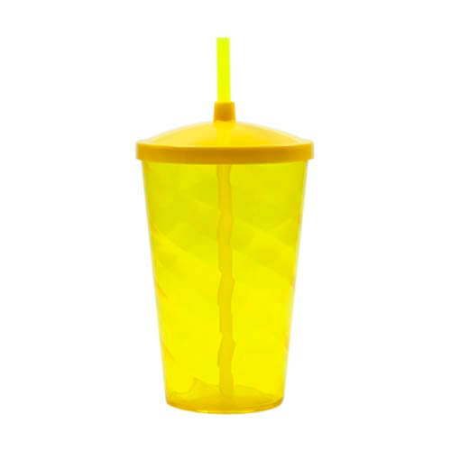 COPO 700 ML COM TAMPA E CANUDO – AMARELO