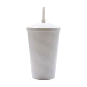 COPO 700 ML COM TAMPA E CANUDO – BRANCO