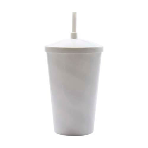 COPO 700 ML COM TAMPA E CANUDO – BRANCO