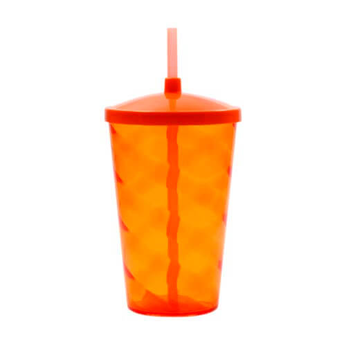 COPO 700 ML COM TAMPA E CANUDO – LARANJA