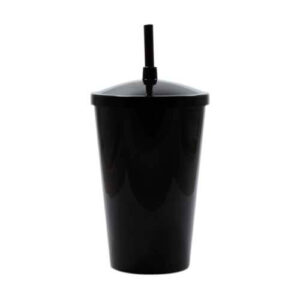 COPO 700 ML COM TAMPA E CANUDO – PRETO