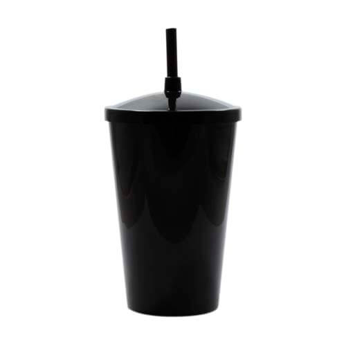 COPO 700 ML COM TAMPA E CANUDO – PRETO