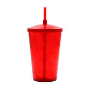 COPO 700 ML COM TAMPA E CANUDO – VERMELHO