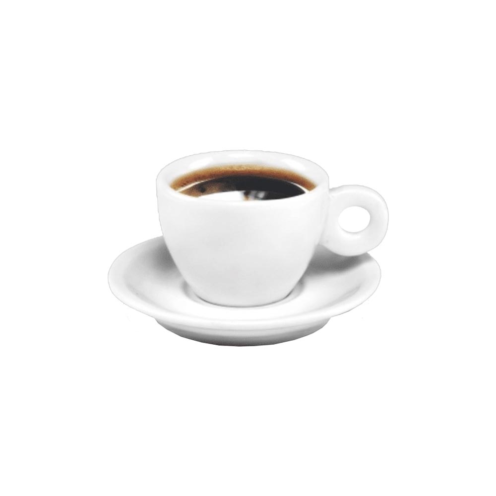 xícara de café com pires alça redonda